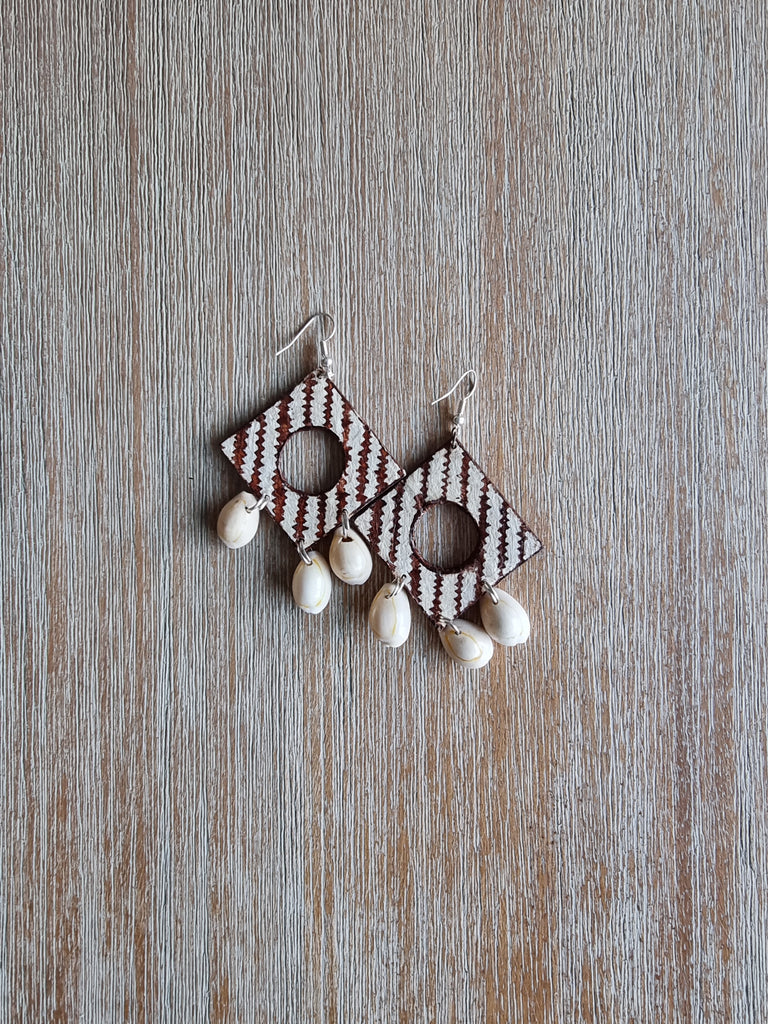 Fiji Earrings, Masi inspired, Wood based