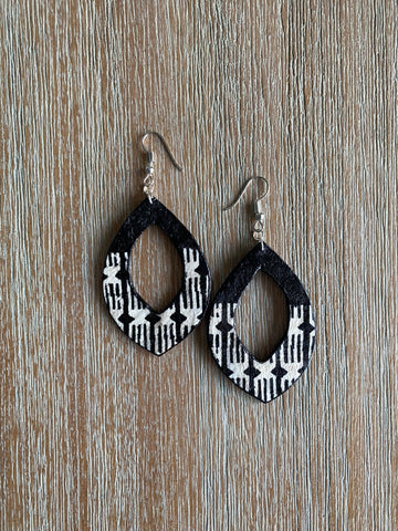 Fiji Earrings, Masi Inspired - Wood Based